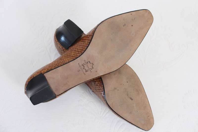 *BALLY* VINTAGE GENUINE LEATHER WOVEN BROWN HEELS SHOES - SIZE 5