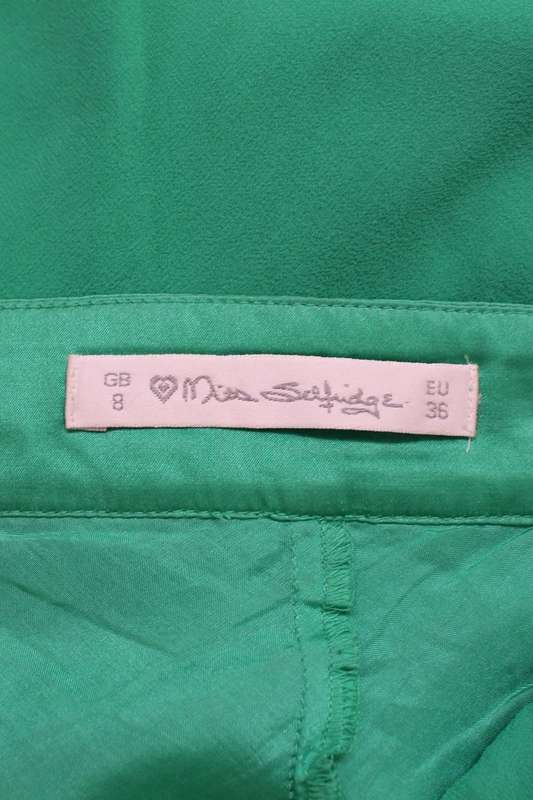 MISS SELFRIDGE 100% SILK GREEN HALTERNECK COCKTAIL PARTY DRESS - SIZE 6