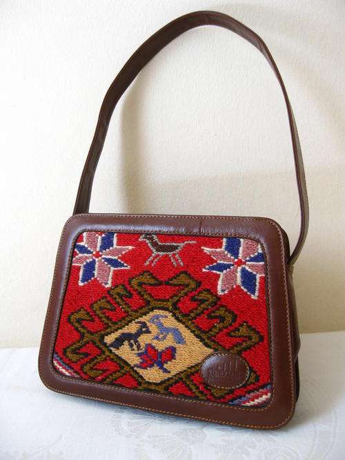 *RARE* TURKISH KILIM CREATION CELINE GENUINE LEATHER CARPET SHOULDER HANDBAG PURSE