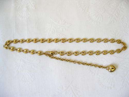 VINTAGE GOLD PLATED GUCCI STYLE MARINA PUFFY LINK HEART CHAIN BELT