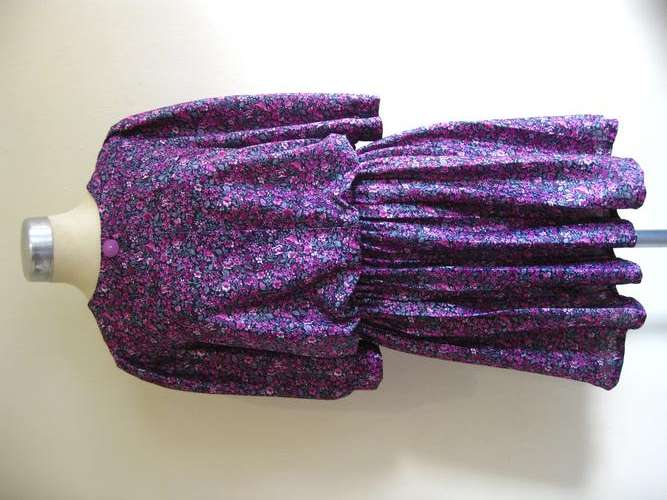 VINTAGE FLORAL PRINT PINK PURPLE 3/4 SLEEVE DRESS - SIZE LARGE