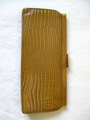 **CLEARANCE SALE** VINTAGE CROCODILE PRINT LEATHER CLUTCH BAG PURSE