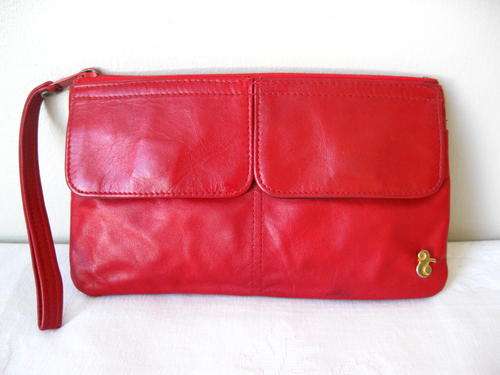 **CLEARANCE SALE** VINTAGE GENUINE LEATHER RED SMALL CLUTCH WRISTLET POUCH BAG