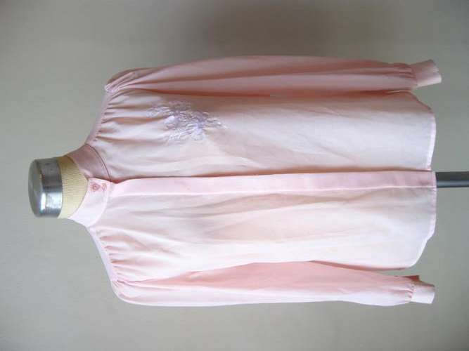 VINTAGE PINK EMBROIDERED LONG SLEEVE BLOUSE SHIRT TOP - SIZE 14