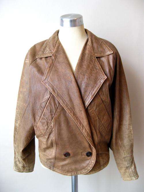 VINTAGE GENUINE LEATHER BROWN TAN LADIES JACKET - SIZE LARGE