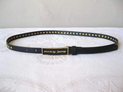 SISSY BOY BLACK FAUX LEATHER DESIGNER STUDDED ENAMEL LADIES SKINNY BELT