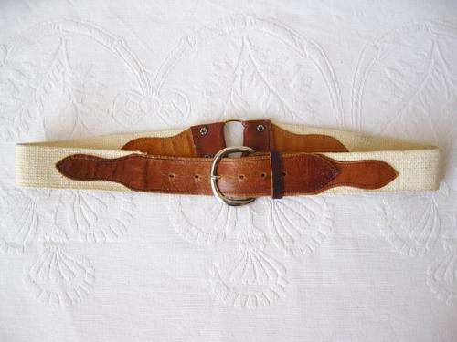 VINTAGE GENUINE LEATHER FABRIC CONTRAST LADIES BELT