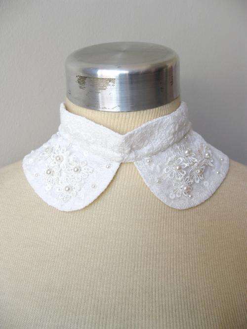 *NEW YEAR SALE - 50% OFF* HANDMADE WHITE PEARL BEADED LACE DETACHABLE COLLAR NEW