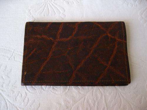 *GENUINE ELEPHANT SKIN* VINTAGE BROWN LEATHER PASSPORT HOLDER WALLET PURSE