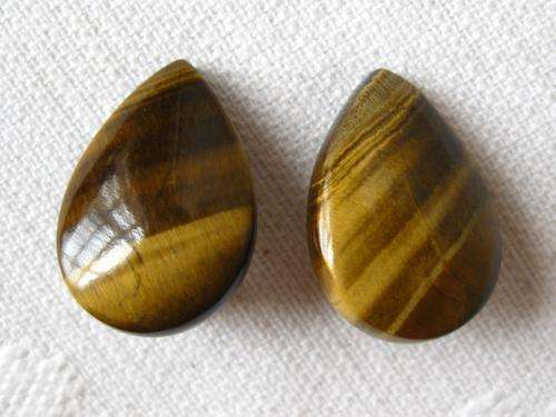 *CLEARANCE SALE* *GENUINE TIGER'S EYE* VINTAGE GEM STONE TEARDROP CLIP-ON EARRINGS