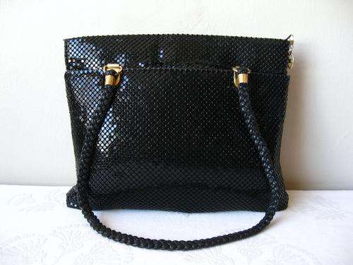 VINTAGE BLACK CHAINMAIL MESH TOTE HANDBAG BAG
