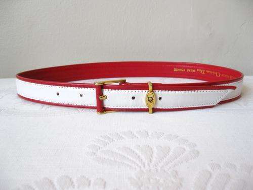 **CHRISTIAN DIOR** DESIGNER VINTAGE RED WHITE GENUINE LEATHER LADIES WAIST BELT
