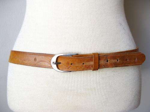 VINTAGE GENUINE LEATHER TAN BROWN LADIES BELT