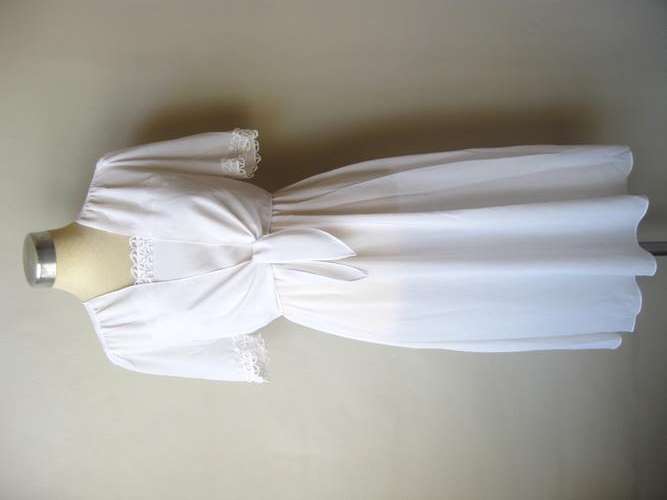 *CLEARANCE SALE* VINTAGE SHEER WHITE LACE TWO PIECE DRESS TIE WAIST TOP - SIZE 8