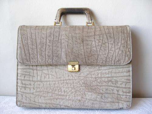 *GENUINE BUFFALO SKIN* VINTAGE LEATHER GREEN MEN'S BRIEFCASE SATCHEL BAG