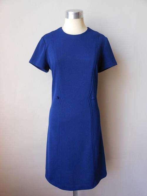 VINTAGE 60S NAVY BLUE SHIFT ELEGANT DRESS - SIZE 16