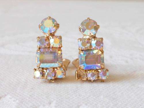 *CLEARANCE SALE - 66% OFF* VINTAGE RHINESTONE CRYSTAL CLIP-ON COSTUME EARRINGS