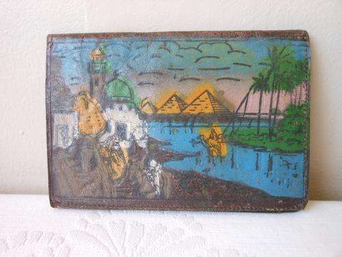 *SALE* VINTAGE EGYPTIAN GENUINE LEATHER PAINTED WALLET PURSE