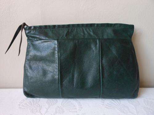 GENUINE LEATHER VINTAGE GREEN CLUTCH PURSE BAG HANDBAG