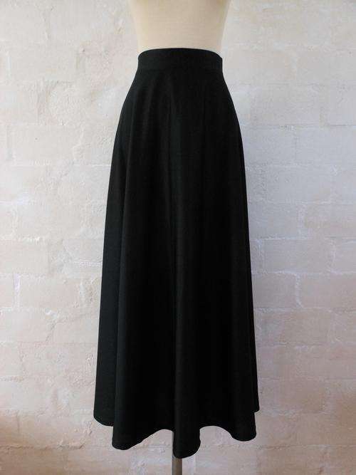 VINTAGE BLACK FULL A-LINE MAXI LONG HIGH WAIST SKIRT - SIZE 10