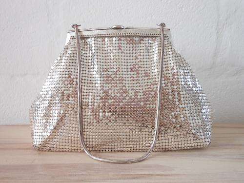 VINTAGE *OROTON* DESIGNER CHAINMAIL MESH SILVER SMALL EVENING BAG PURSE - WEST GERMANY