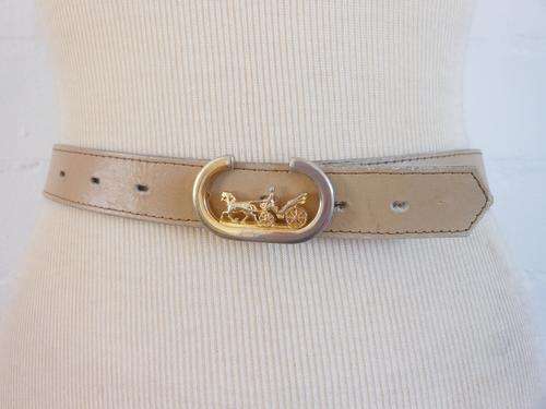 GENUINE LEATHER VINTAGE TAN BROWN LADIES CELINE STYLE GOLD BUCKLE WAIST BELT