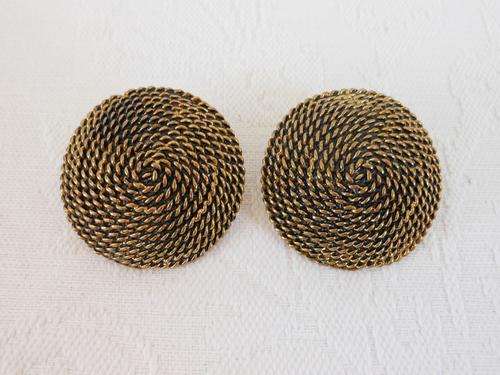 OVERSIZE VINTAGE GOLD PLATED CIRCLE ROUND EARRINGS - PIERCED