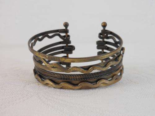 VINTAGE LAYERED BRASS CUFF BRACELET BANGLE