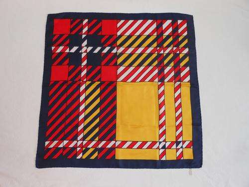 *RAFAELLA* DESIGNER VINTAGE 100% SILK NAVY YELLOW RED SCARF