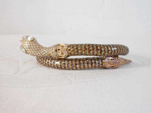 VINTAGE SNAKE GOLD PLATED WRAP BANGLE BRACELET