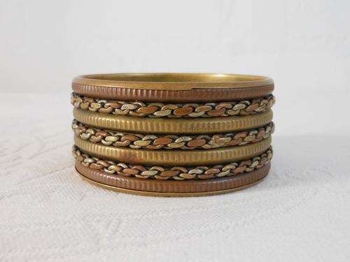 VINTAGE BRASS COPPER CHUNKY CHAIN LINK BRACELET BANGLE