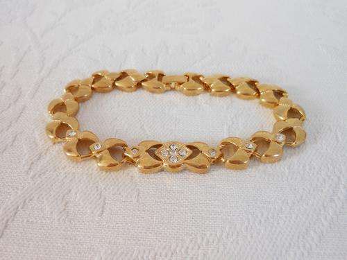 *NEW YEAR SALE - 50% OFF* VINTAGE RHINESTONE GOLD PLATED CHAIN LINK BANGLE BRACELET