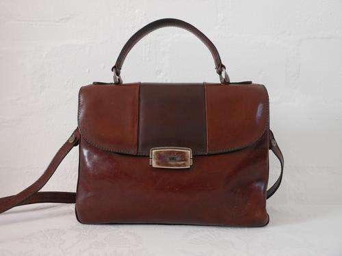 *CEANCAREL* GENUINE LEATHER BROWN SMALL SATCHEL SLING HANDBAG BAG - MADE IN PORTUGAL