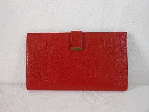 *BUSBY* VINTAGE GENUINE LEATHER RED LADIES PASSPORT CHEQUE BOOK HOLDER PURSE WALLET