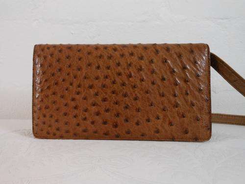 *GENUINE OSTRICH SKIN* VINTAGE LEATHER FRASERS BROWN TAN SMALL BAG HANDBAG