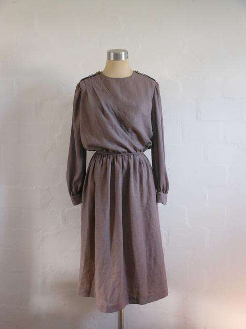 VINTAGE MAUVE PURPLE LONG SLEEVE DAY DRESS - SIZE 10