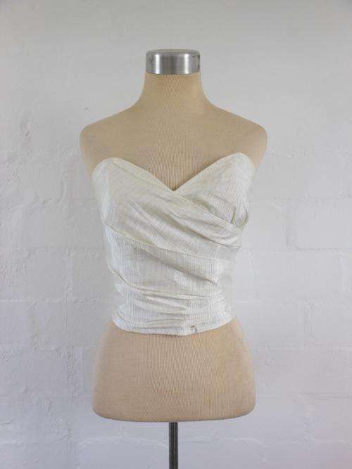 *MID-YEAR SALE - 70% OFF!* VINTAGE CREAM SWEETHEART CROPPED BUSTIER CORSET TOP - SIZE 8