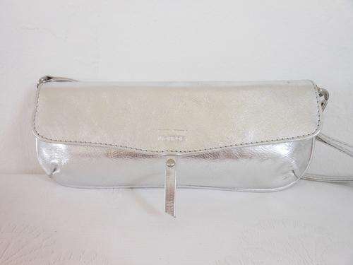 MONROE GENUINE LEATHER SILVER SMALL CONVERTIBLE HANDBAG BAG