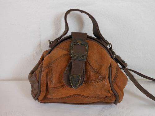 VINTAGE GENUINE LEATHER PATCH MINI SLING CROSSBODY BAG HANDBAG