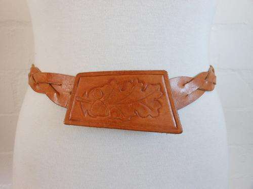 VINTAGE GENUINE LEATHER WOVEN BRAIDED TOOLED HAND MADE BELT
