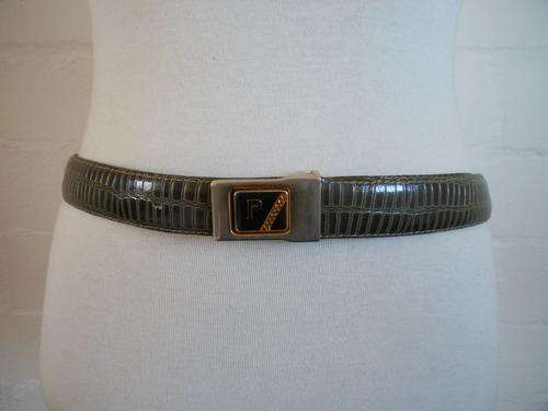 *NEW YEAR SALE - 75% OFF!* VINTAGE FAUX CROC EMBOSSED GREEN MEN'S BELT