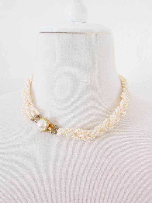 REAL FRESHWATER CULTURED PEARL VINTAGE CREAM MULTI-STRAND NECKLACE