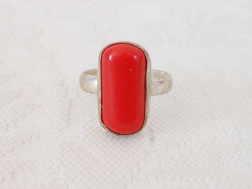 NEW RED STONE SILVER PLATED RING - SIZE Q