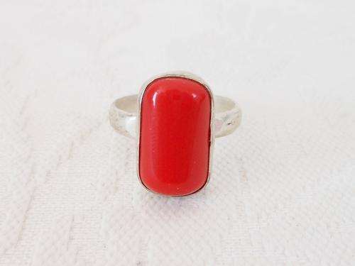 NEW RED STONE SILVER PLATED RING - SIZE R
