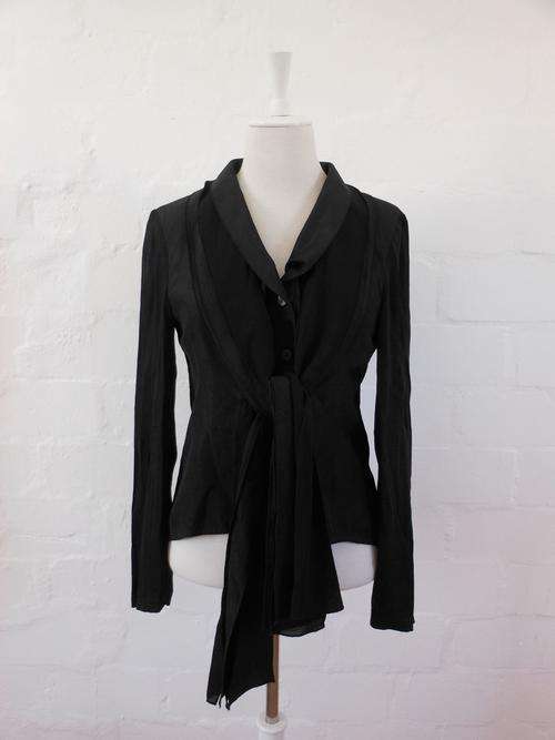 GABI LAUTON DESIGNER BLACK LONG SLEEVE SHIRT TOP JACKET - SIZE 14