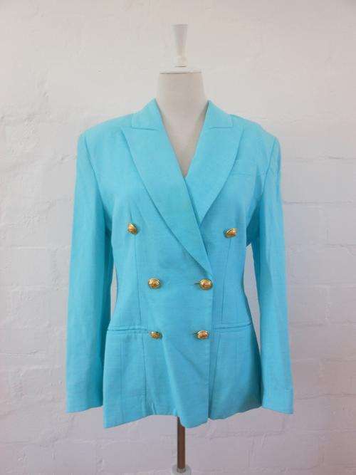 VINTAGE EXALTATION PARIS DESIGNER BLUE BLAZER - MADE IN FRANCE - SIZE 12