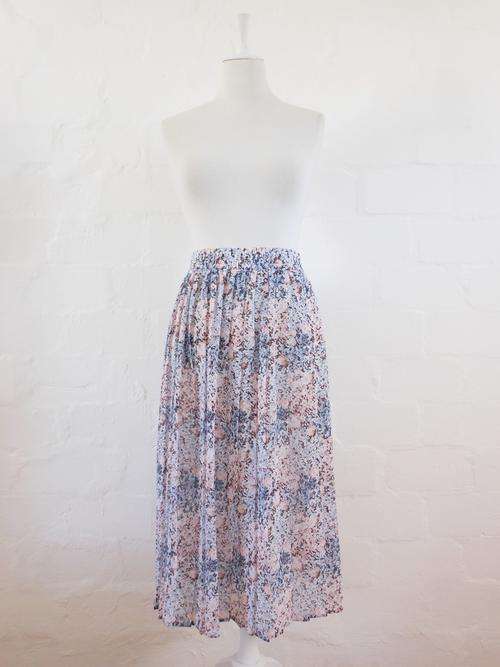 VINTAGE FLORAL PLEATED HIGH WAIST SKIRT - SIZE XL