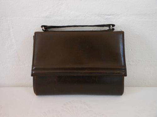 VINTAGE GENUINE LEATHER BROWN CLUTCH BAG HANDBAG