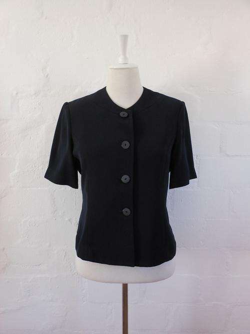 JO BORKETT NAVY BLUE SHORT SLEEVE JACKET TOP - SIZE 10