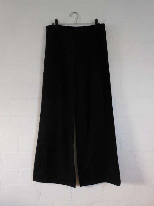 MARILYN ANSELM FOR HOBBS 100% WOOL BLACK WIDE LEG PANTS - SIZE 12